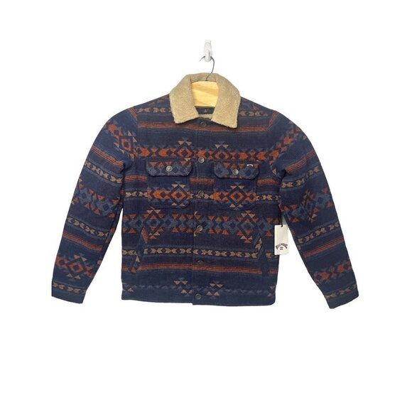 Billabong Fleece Lined Aztec Geometric Collared Jacket Pockets SZ S NEW - Picture 1 of 14